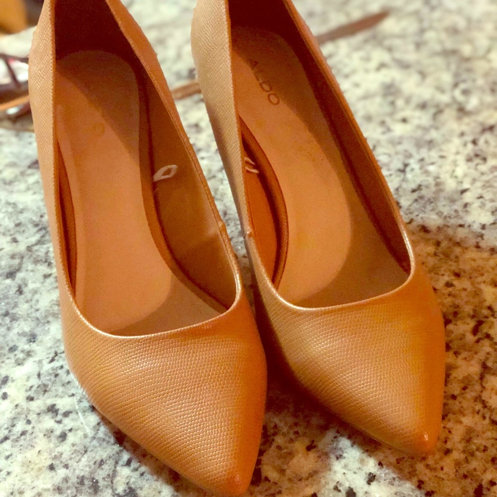 Tan colored pumps